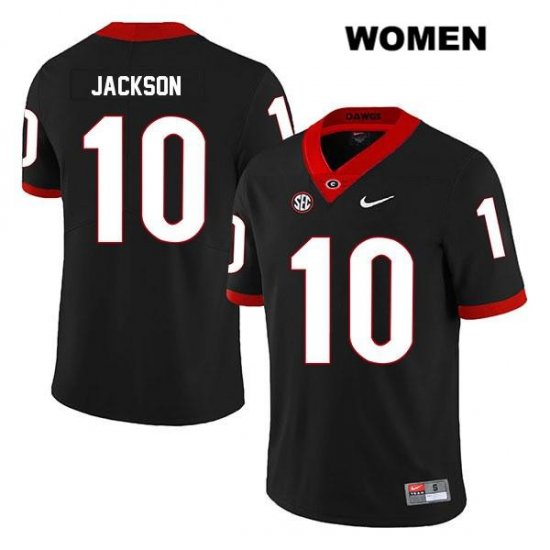 Women's Georgia Bulldogs NCAA #10 Kearis Jackson Nike Stitched Black Legend Authentic College Football Jersey DUI5454XR